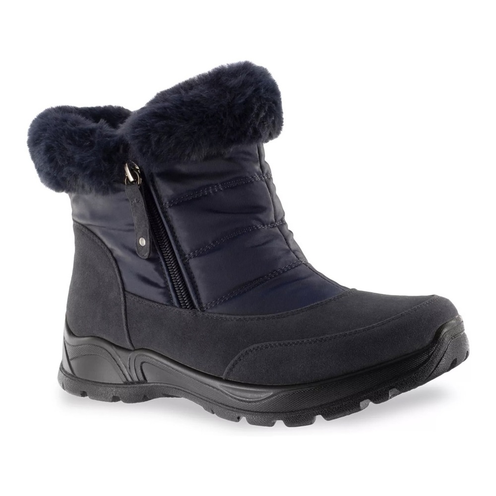 Easy Street 9.5 Women's Navy Winter Boots Frosty fur lined